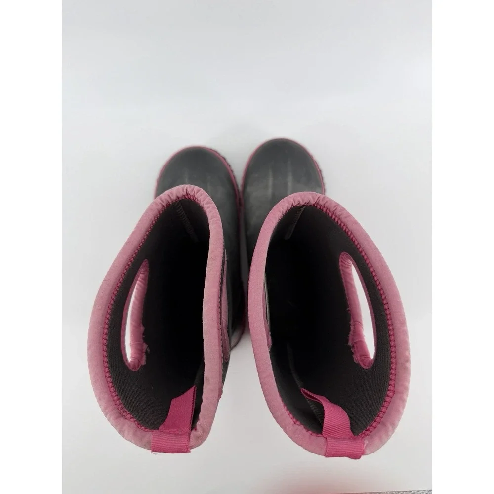 BOGS‎ Classic Matte Boots Youth Kid's Girl's Gray Pink Insulated Winter Sz US 5